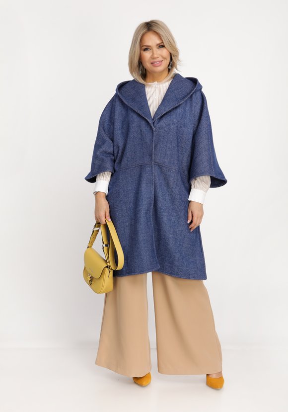 Пончо свободного кроя с капюшоном шир.  580, рис. 7