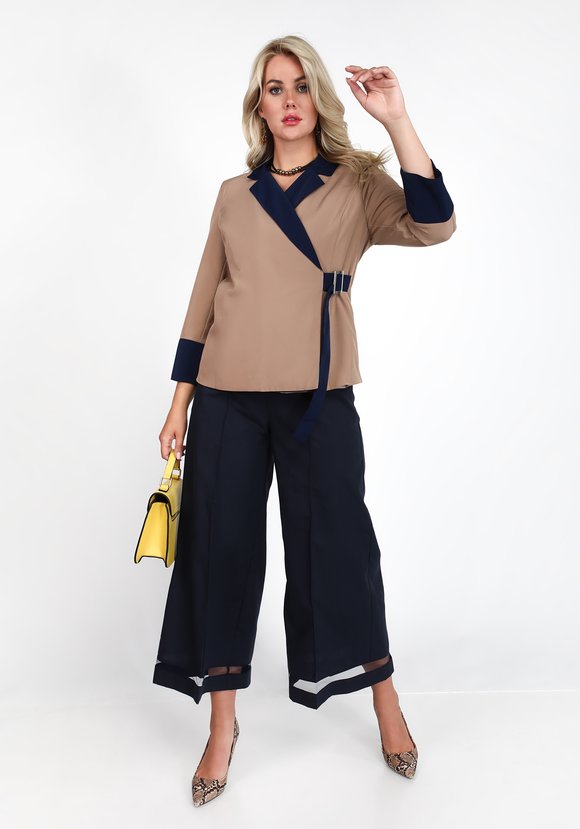 Жакет с контрастными манжетами шир.  580, рис. 1