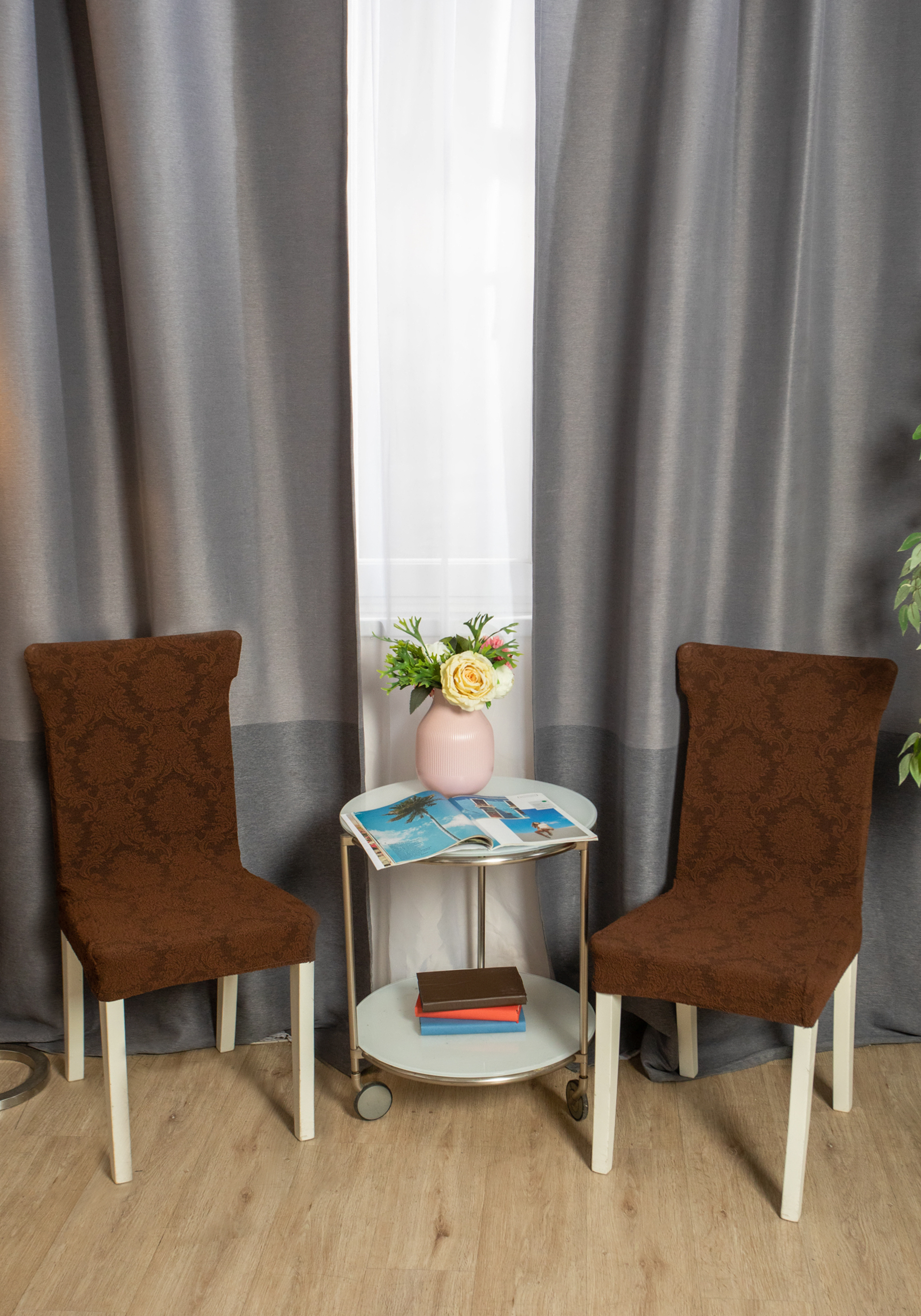 Чехол для стула  "Королевский жаккард", цвет коричневый, размер 50*50*60