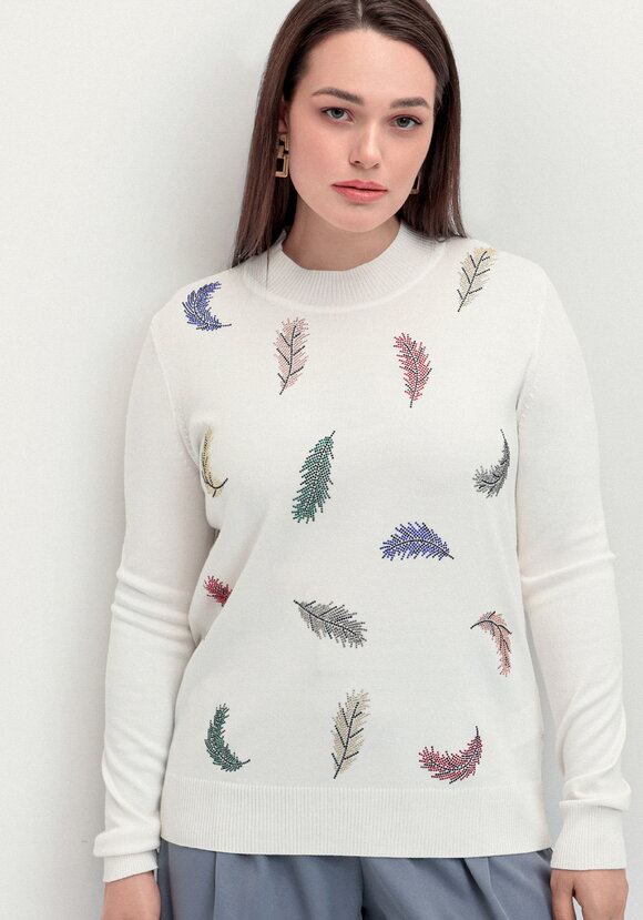 Джемпер с принтом в виде перьев шир.  580, рис. 4