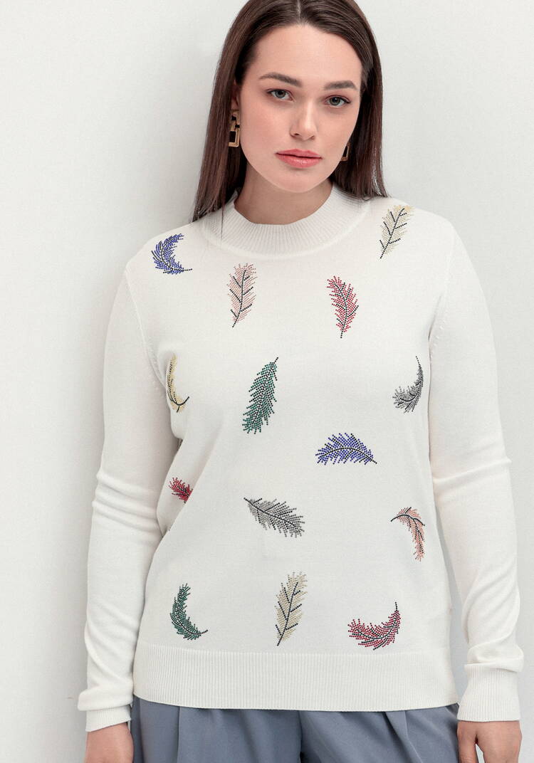 Джемпер с принтом в виде перьев шир.  750, рис. 4