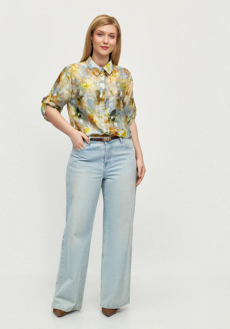 Блуза изо льна Цветочная соната шир.  750, рис. 10