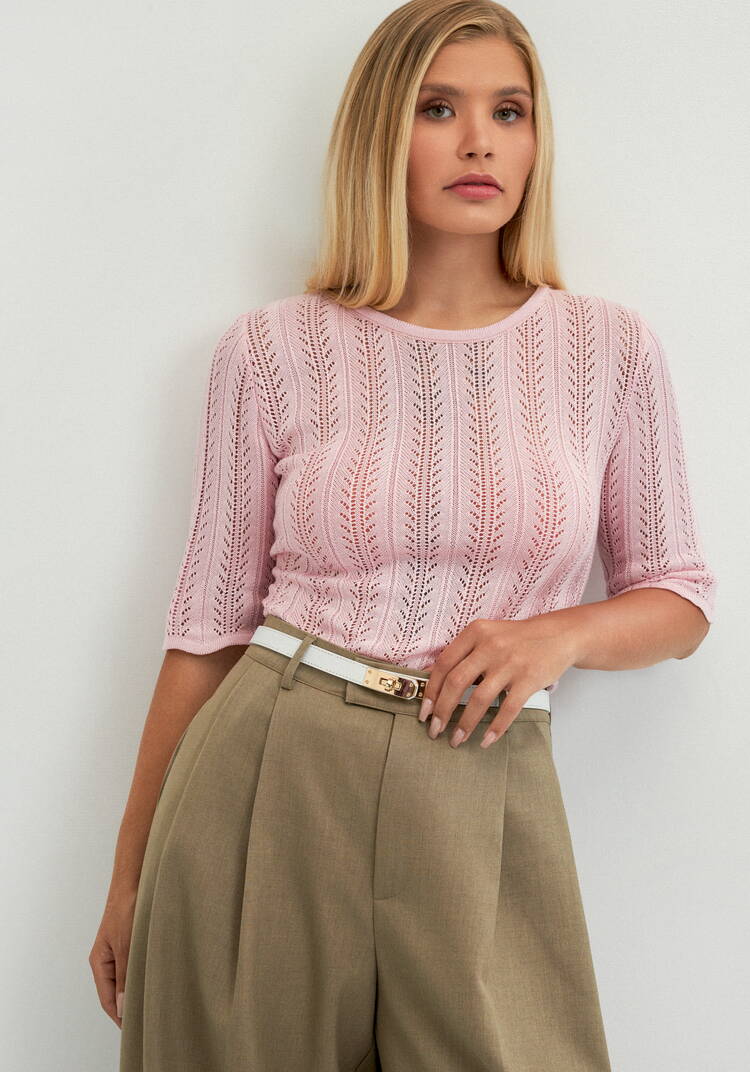 Джемпер с ажурным вертикальным рисунком шир.  750, рис. 17