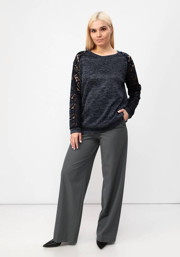 Джемпер с круглым вырезом и ажурными рукавами шир.  750, рис. 8