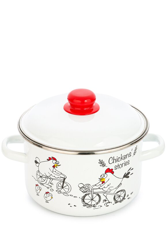 Кастрюля эмалированная Куриные истории шир.  580, рис. 10