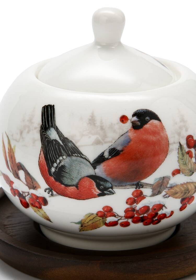 Сахарница фарфоровая Снегири шир.  750, рис. 7