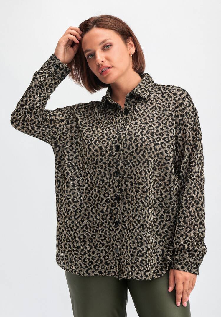 Рубашка ажурная с леопардовым принтом шир.  750, рис. 17