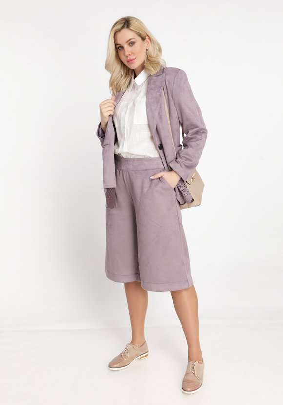 Шорты женские ниже колена из эко-замши шир.  580, рис. 7