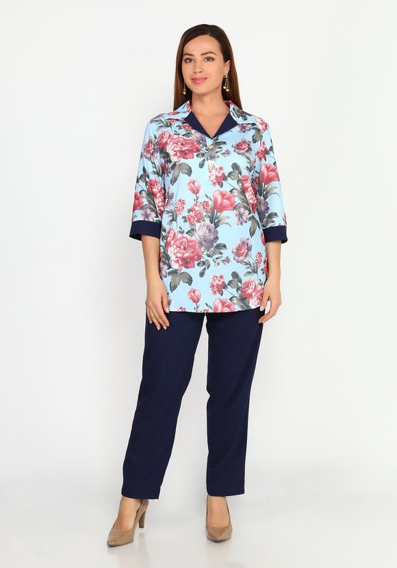 Костюм: брюки и блуза с отложным воротом шир.  580, рис. 1