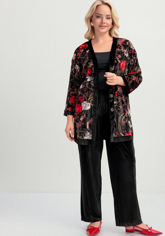 Кардиган из бархата с цветочным принтом шир.  580, рис. 16