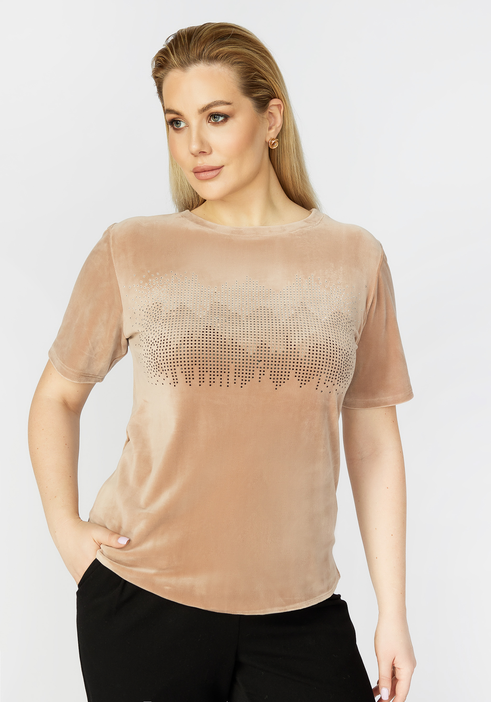 

Блуза из велюра с коротким рукавом, Оранжевый