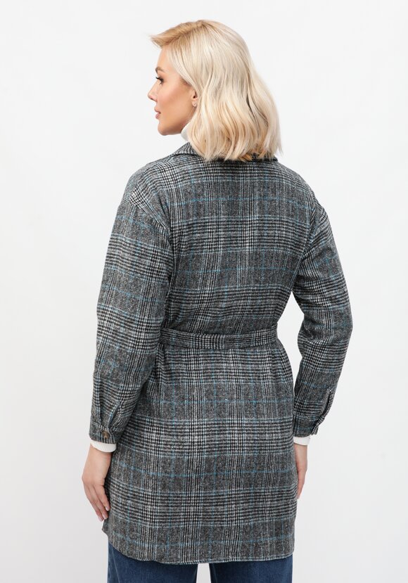 Рубашка в клетку удлиненная с поясом шир.  580, рис. 9