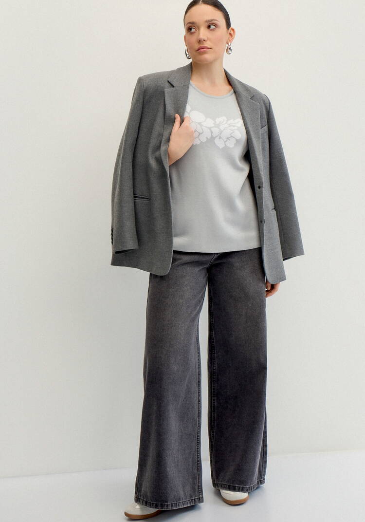 Джемпер с цветами по полочке и рукавам шир.  750, рис. 9