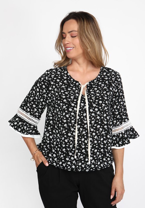 Блуза с двойной рюшей на рукаве шир.  580, рис. 7