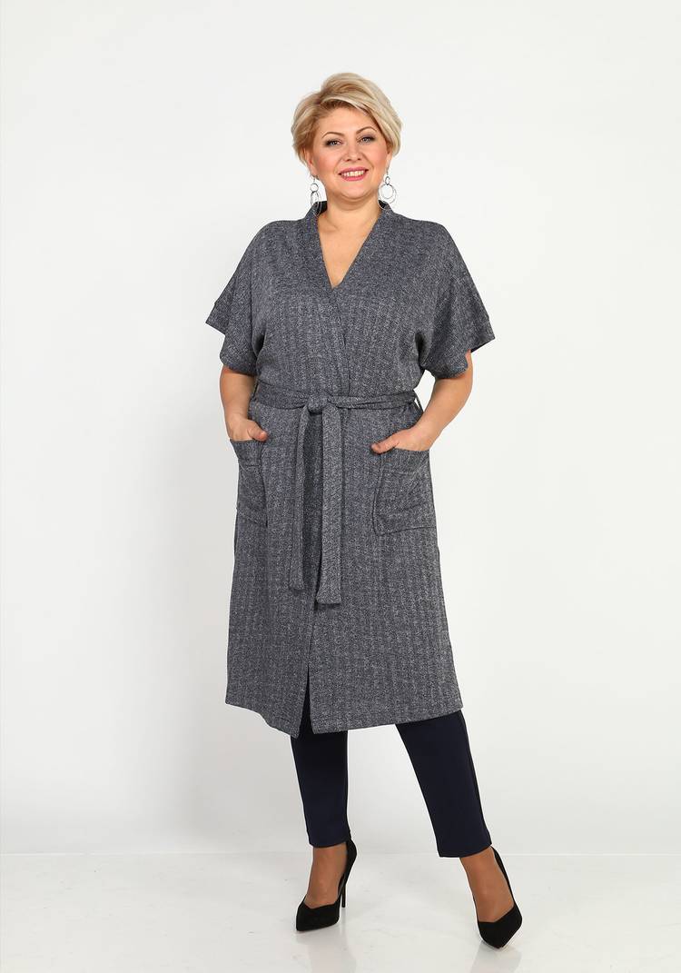 Кардиган с карманами и поясом удлиненный шир.  750, рис. 15