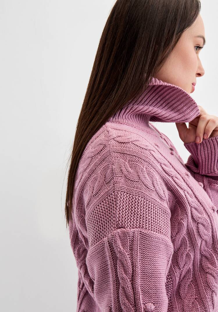 Джемпер с высокой горловиной и косами шир.  750, рис. 8