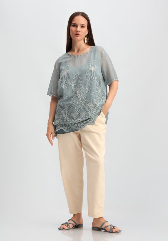 Туника с ажурной вышивкой шир.  580, рис. 8