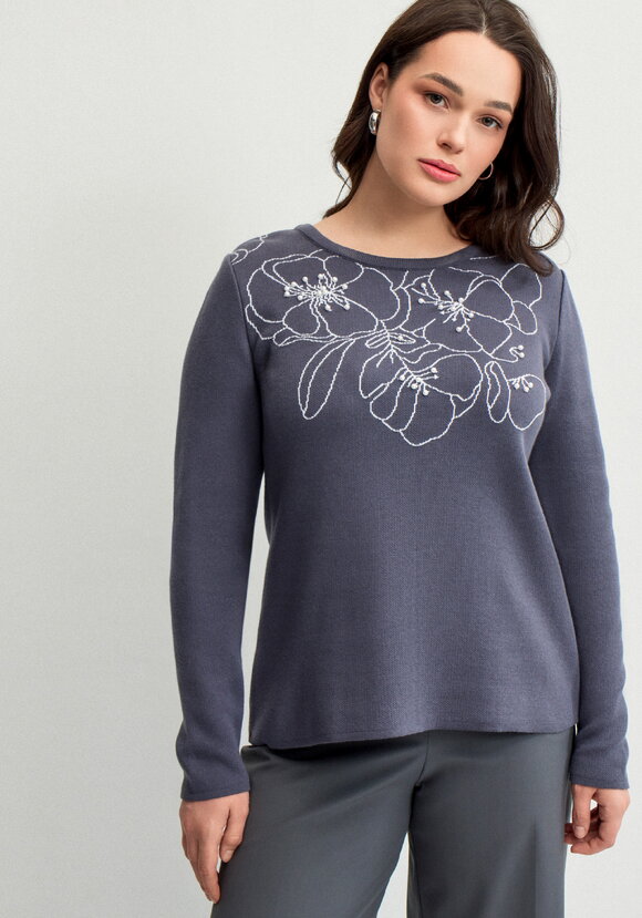 Джемпер с графичными цветами шир.  580, рис. 4