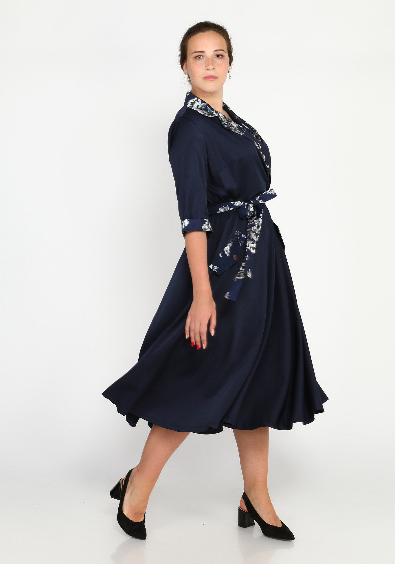 Платье с комбинированными деталями Bianka Modeno, размер 48, цвет тёмно-синий - фото 5