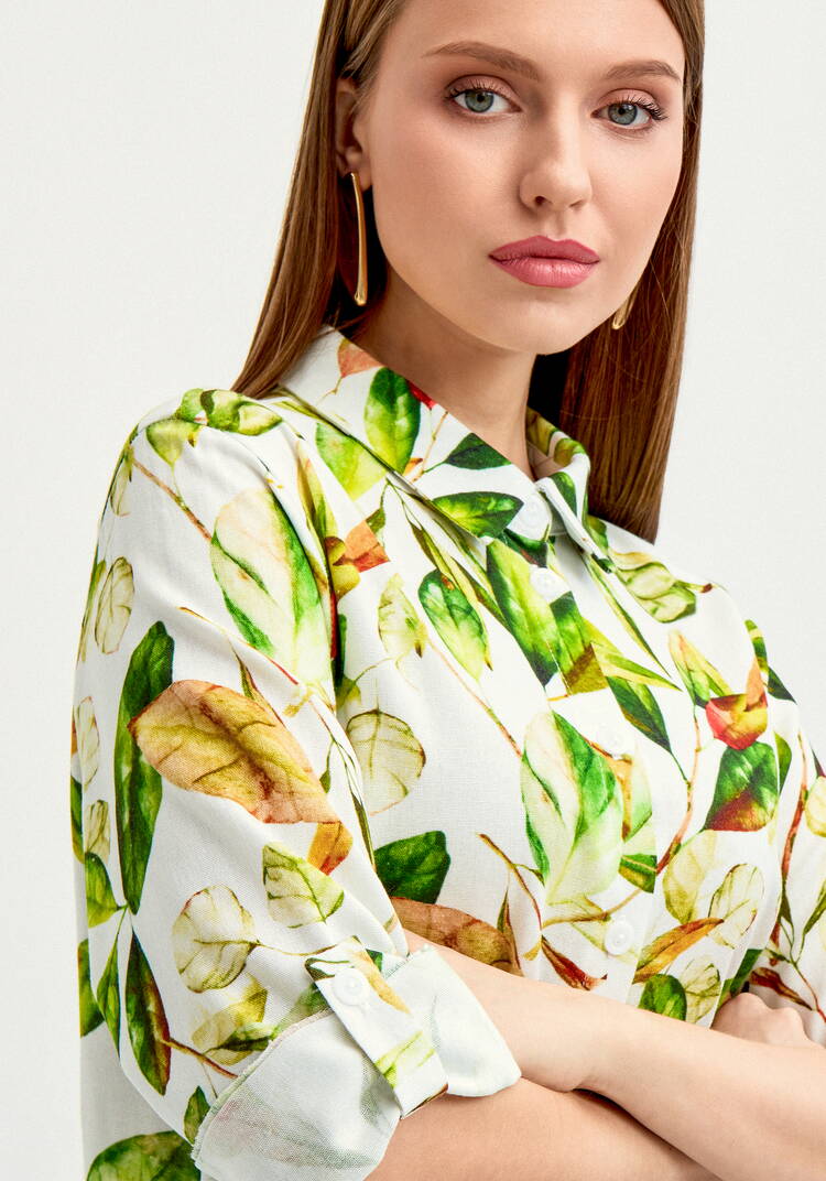 Платье-рубашка изо льна с принтом шир.  750, рис. 6