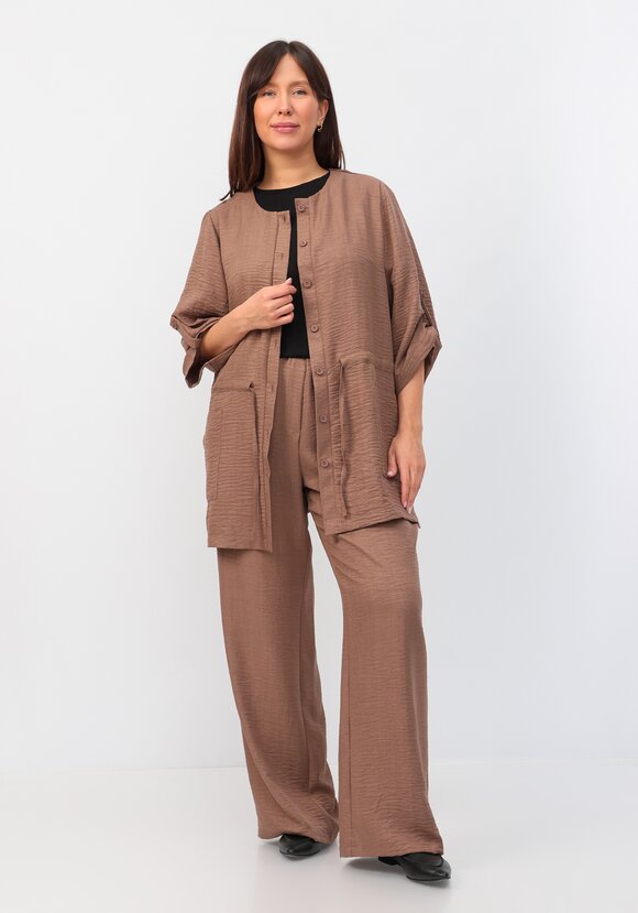 Кардиган на пуговицах с кулиской по талии шир.  580, рис. 2