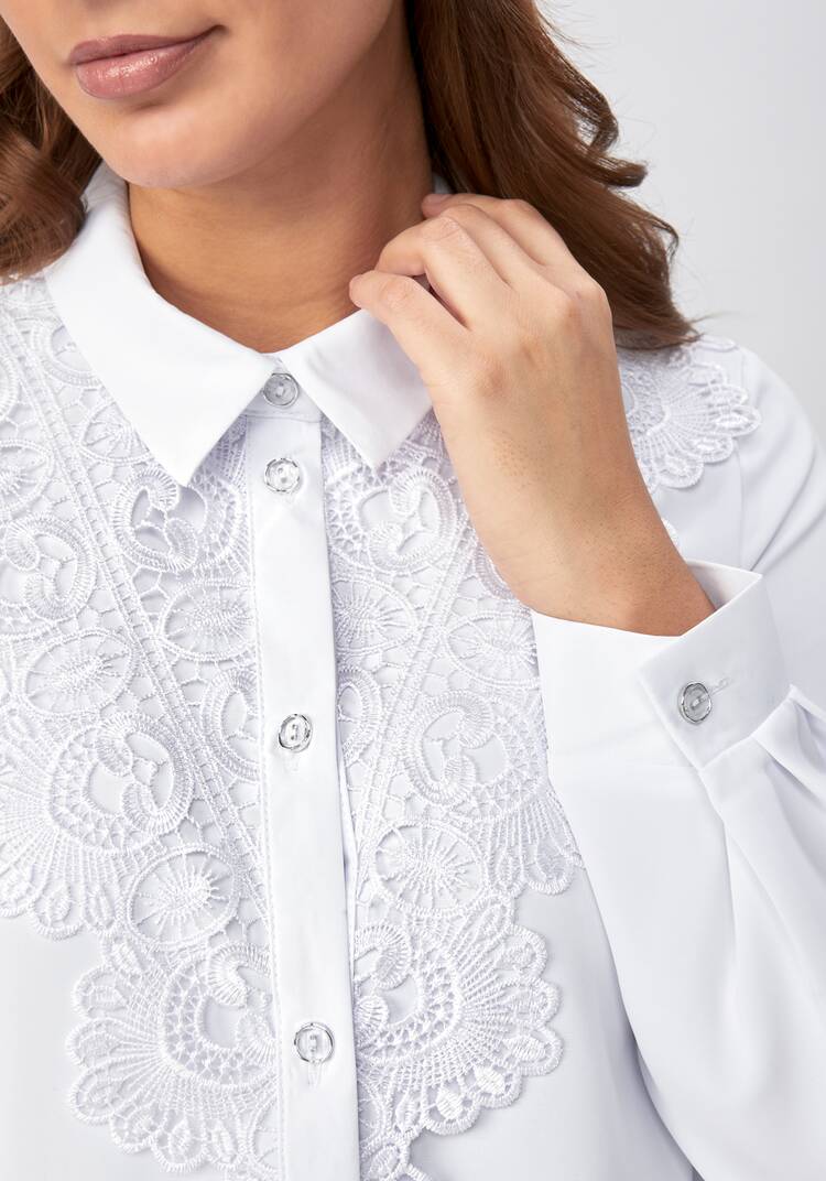 Блуза прямого кроя с ажурным кружевом шир.  750, рис. 6