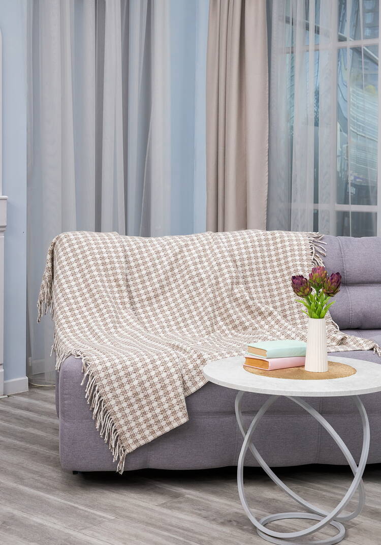 Плед с бахромой Хлопковый жаккард шир.  750, рис. 32