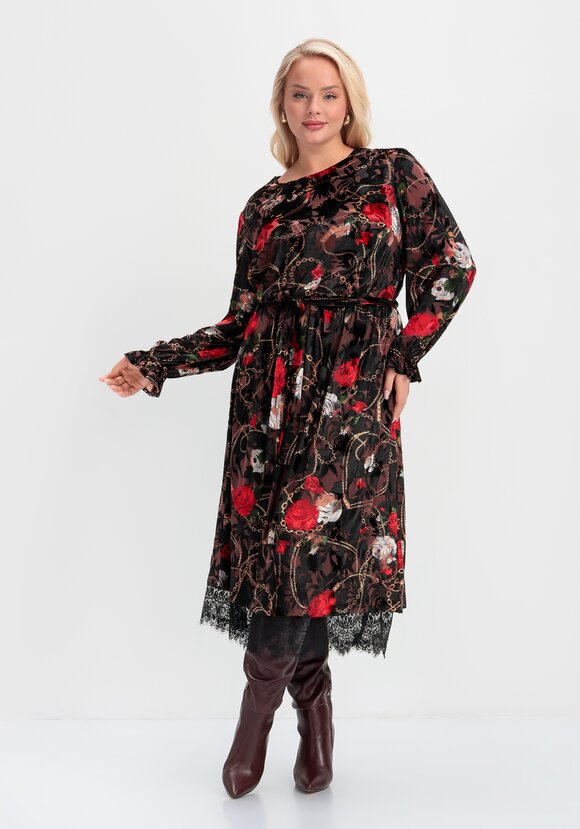 Платье с цветочным принтом из креш бархата шир.  580, рис. 10