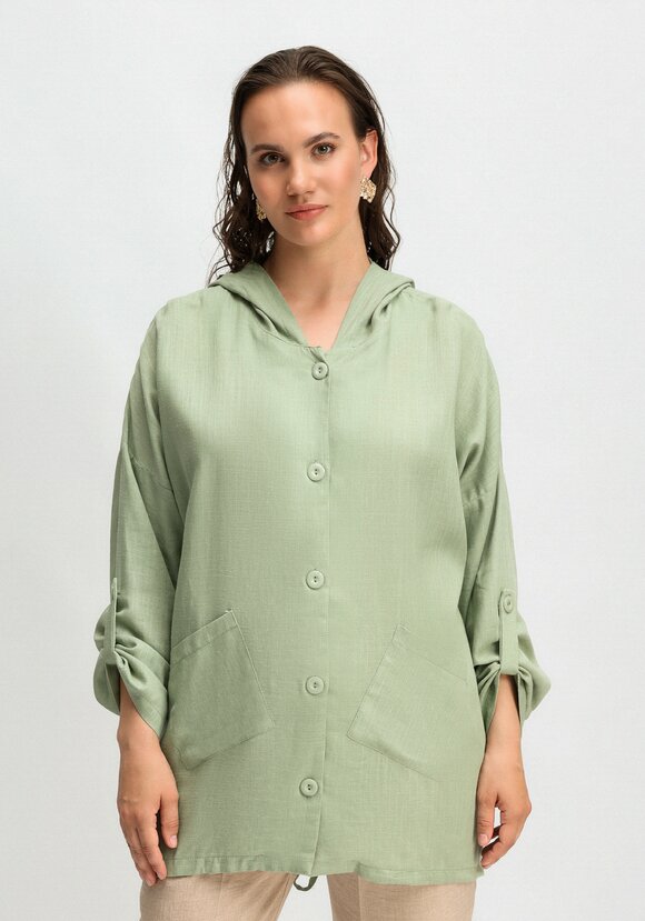 Рубашка с капюшоном и асимметричным низом шир.  580, рис. 29