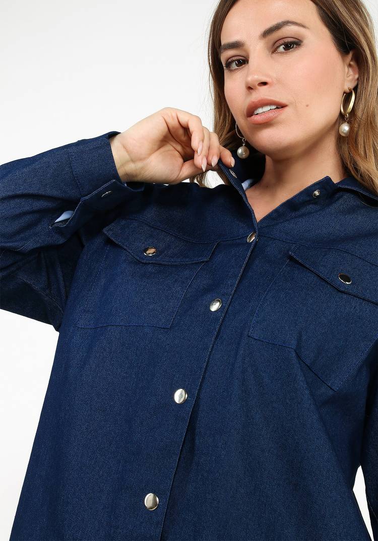 Рубашка джинсовая на кнопках шир.  750, рис. 4