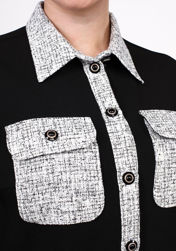 Блуза комбинированная с накладными карманами шир.  580, рис. 3