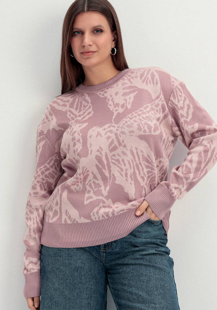 Джемпер с абстрактным цветочным принтом шир.  750, рис. 17