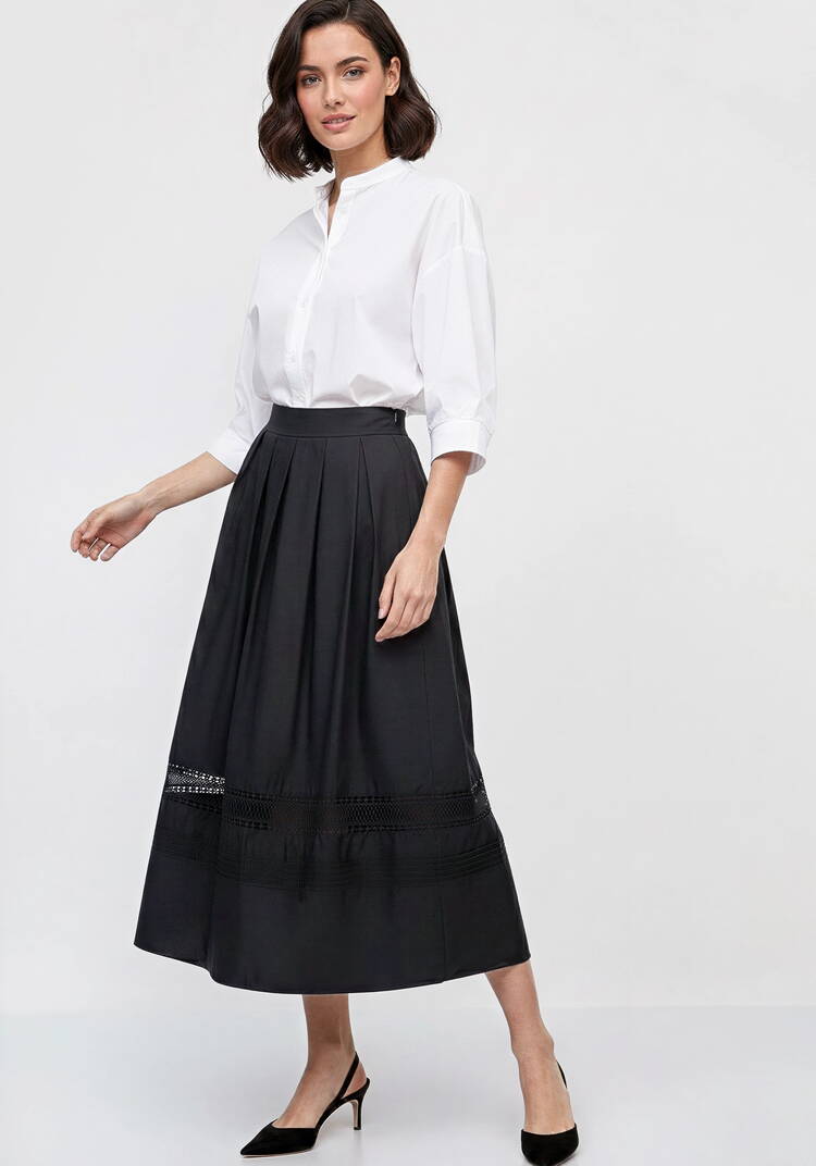 Юбка свободного кроя с кружевом шир.  750, рис. 1