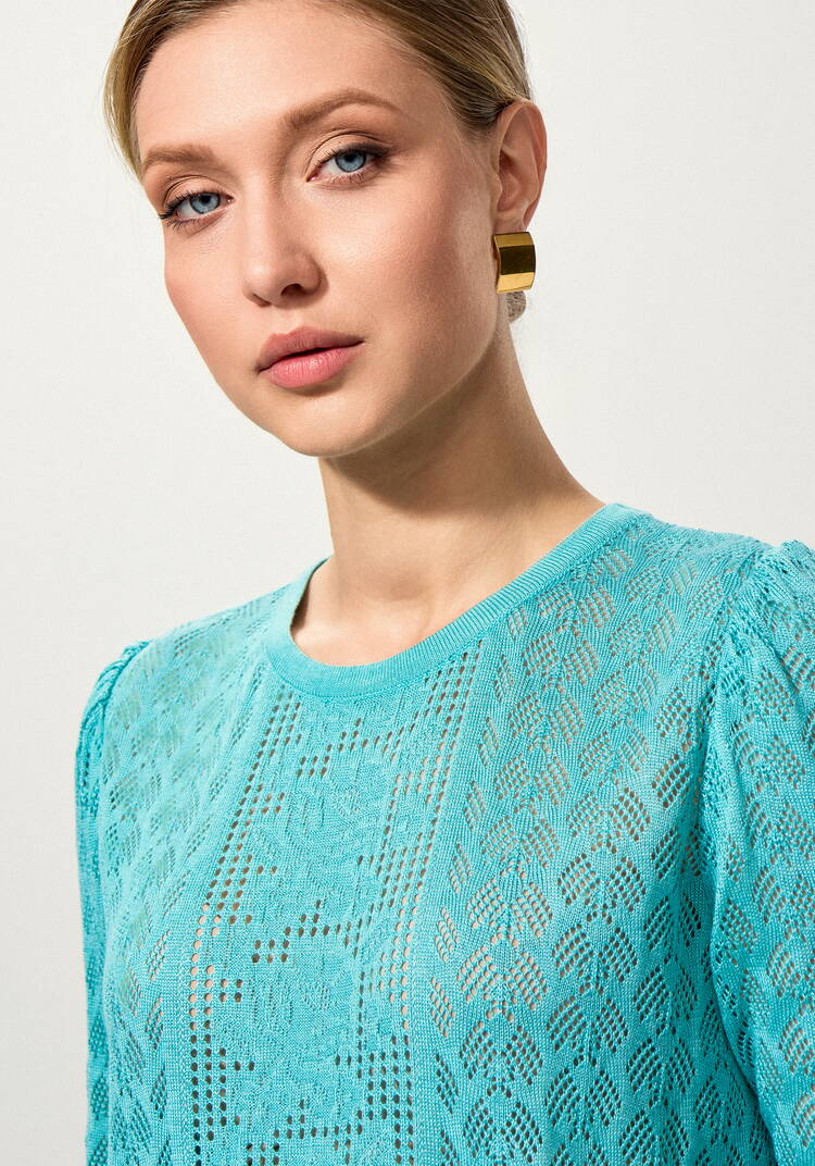 Джемпер с ажурным рисунком и защипами шир.  750, рис. 5