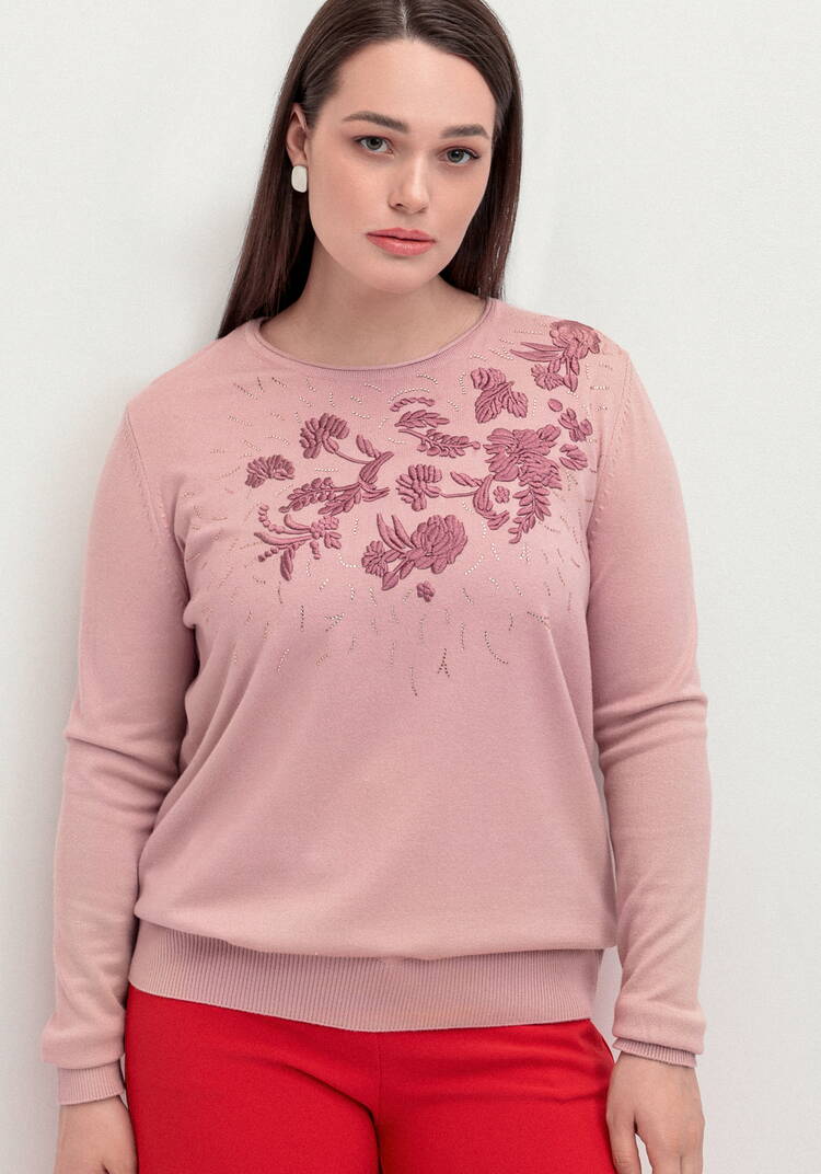 Джемпер с цветочной вышивкой и стразами шир.  750, рис. 18