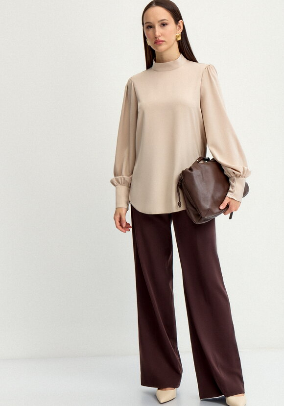 Блуза шелковая с пуговицами на вороте шир.  580, рис. 21