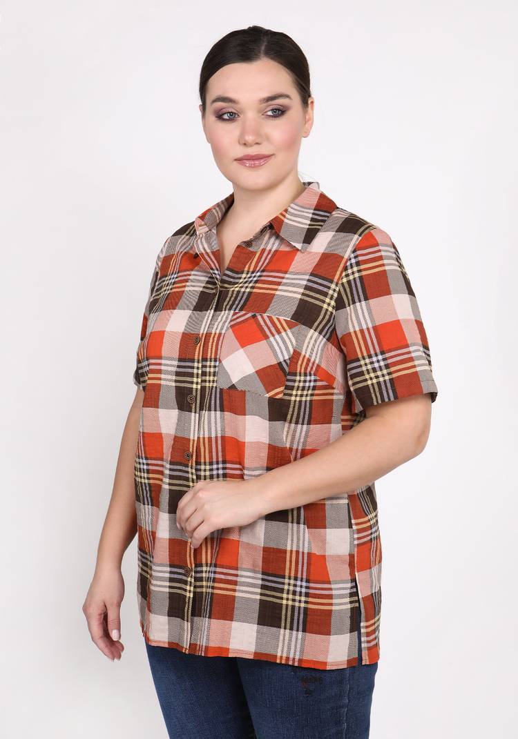 Блуза Стильная клетка шир.  750, рис. 3