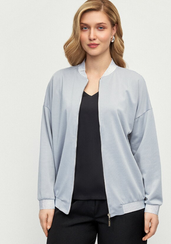 Бомбер трикотажный с ажурной спинкой шир.  580, рис. 1