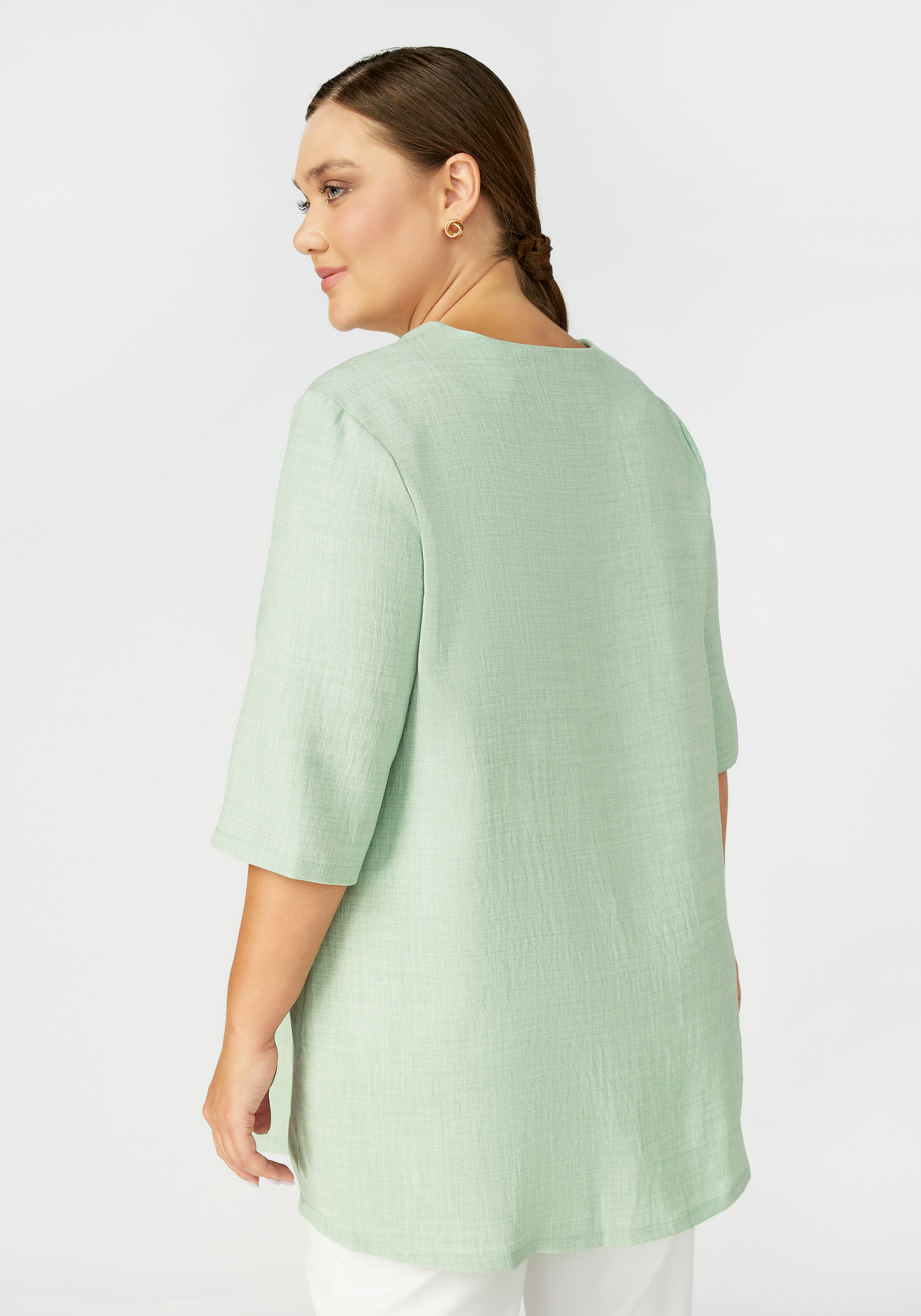 Блуза с планкой на пуговицах Manhattan, цвет белый, размер 60 - фото 6
