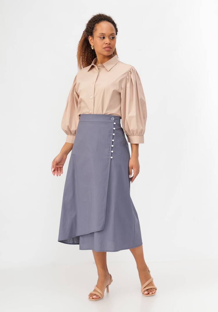 Юбка из льна с декоративными пуговицами шир.  750, рис. 8