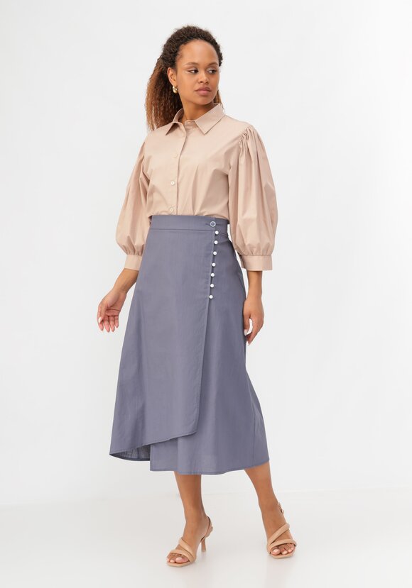 Юбка из льна с декоративными пуговицами шир.  580, рис. 8