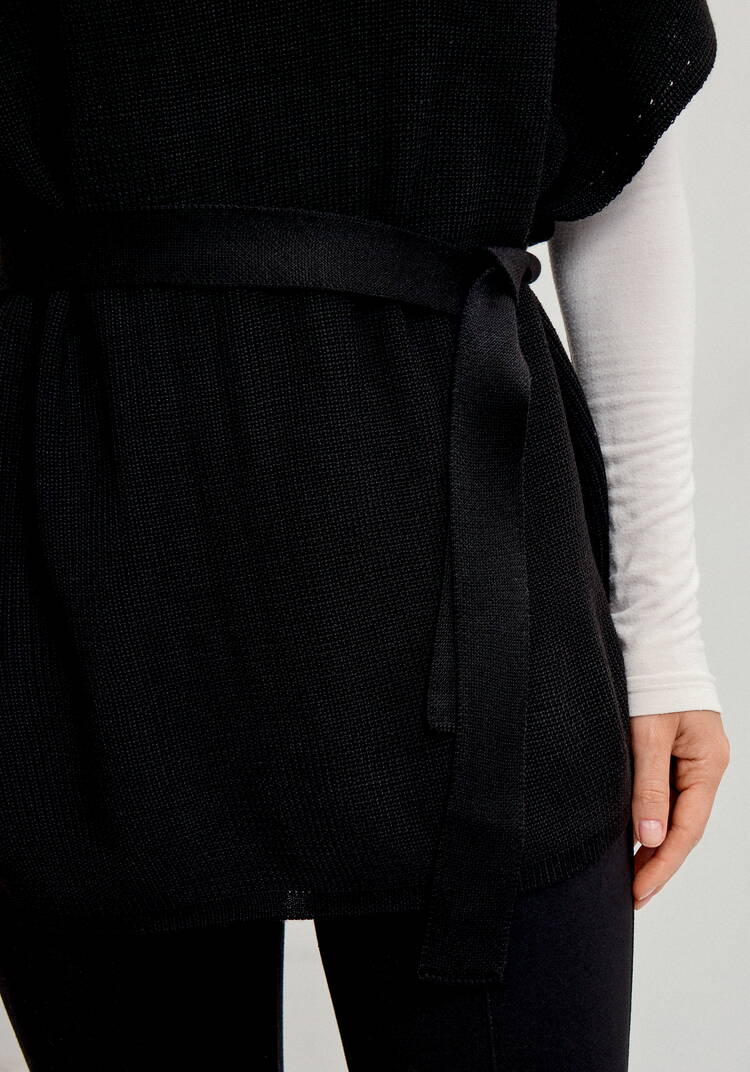 Джемпер-жилет с высоким горлом и поясом шир.  750, рис. 5