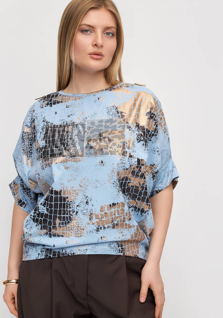 Блуза с блестящим принтом Эльвира шир.  750, рис. 1