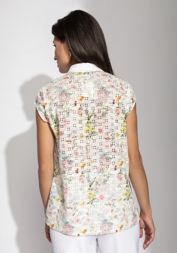 Блузка из шитья с цветочным принтом шир.  580, рис. 3