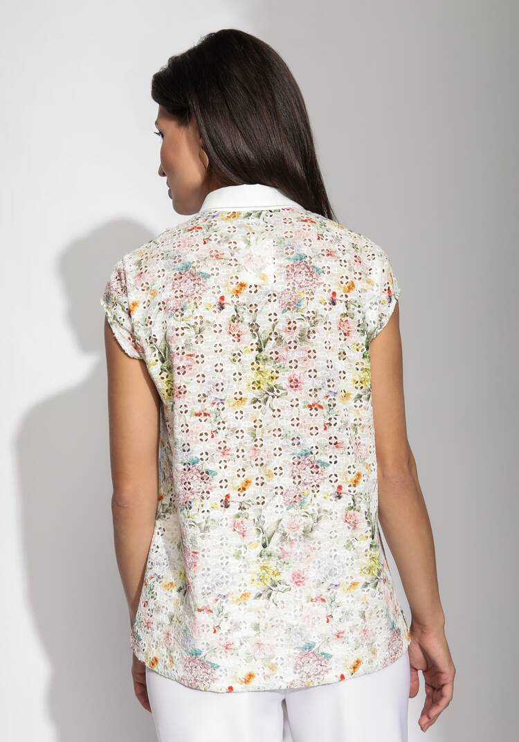 Блузка из шитья с цветочным принтом шир.  750, рис. 3