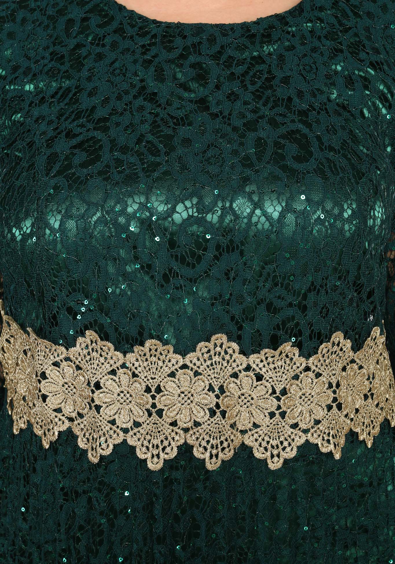 Платье-макси с кружевными вставками Bel Fiore, размер 50, цвет баклажановый - фото 9