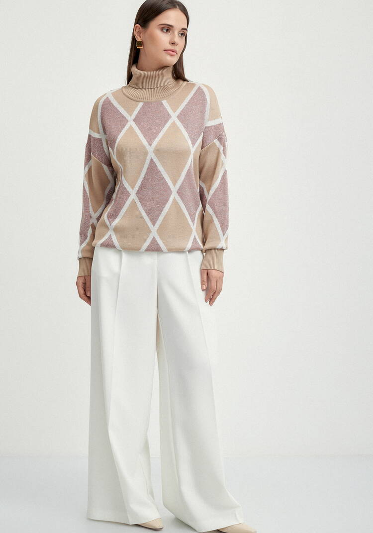 Свитер с рисунком ромбы и метанитью шир.  750, рис. 15