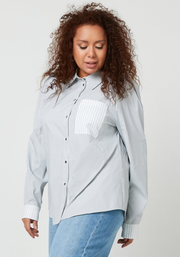 Блуза в клетку на кнопках шир.  580, рис. 3