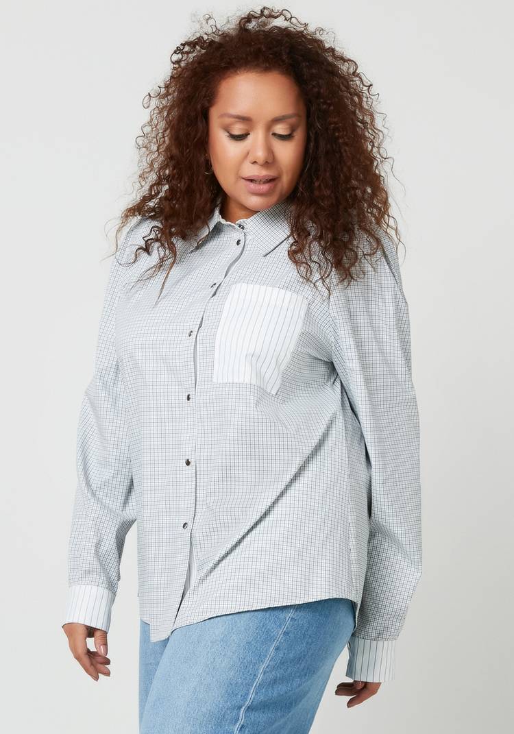 Блуза в клетку на кнопках шир.  750, рис. 3