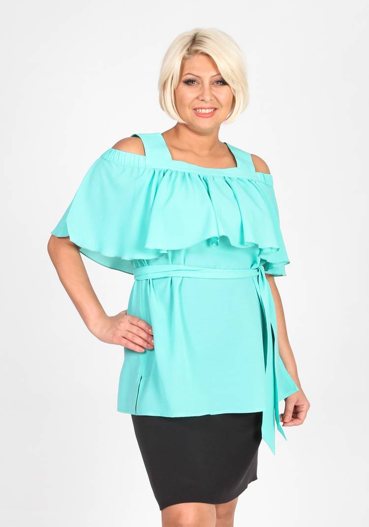 Блуза с воланом и поясом на талии шир.  750, рис. 11